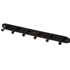 5Five Kapstok rek voor wand/muur - zwart - 6x ophanghaken - 55 cm