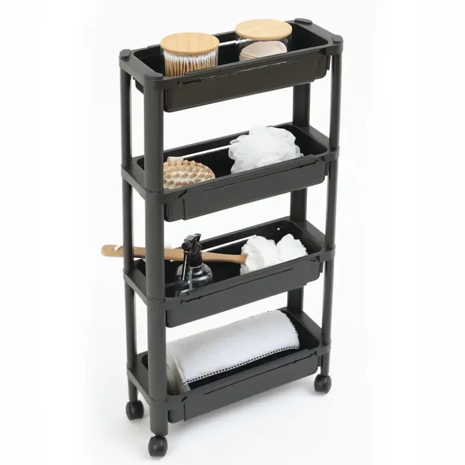 5Five Keuken/badkamer trolley 4 laags - 37 x 15 x 79 cm - zwart