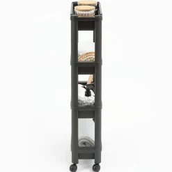 5Five Keuken/badkamer trolley 4 laags - 37 x 15 x 79 cm - zwart