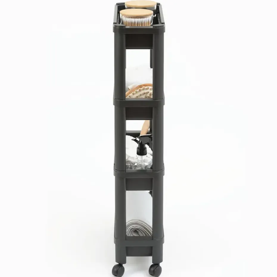 5Five Keuken/badkamer trolley 4 laags - 37 x 15 x 79 cm - zwart