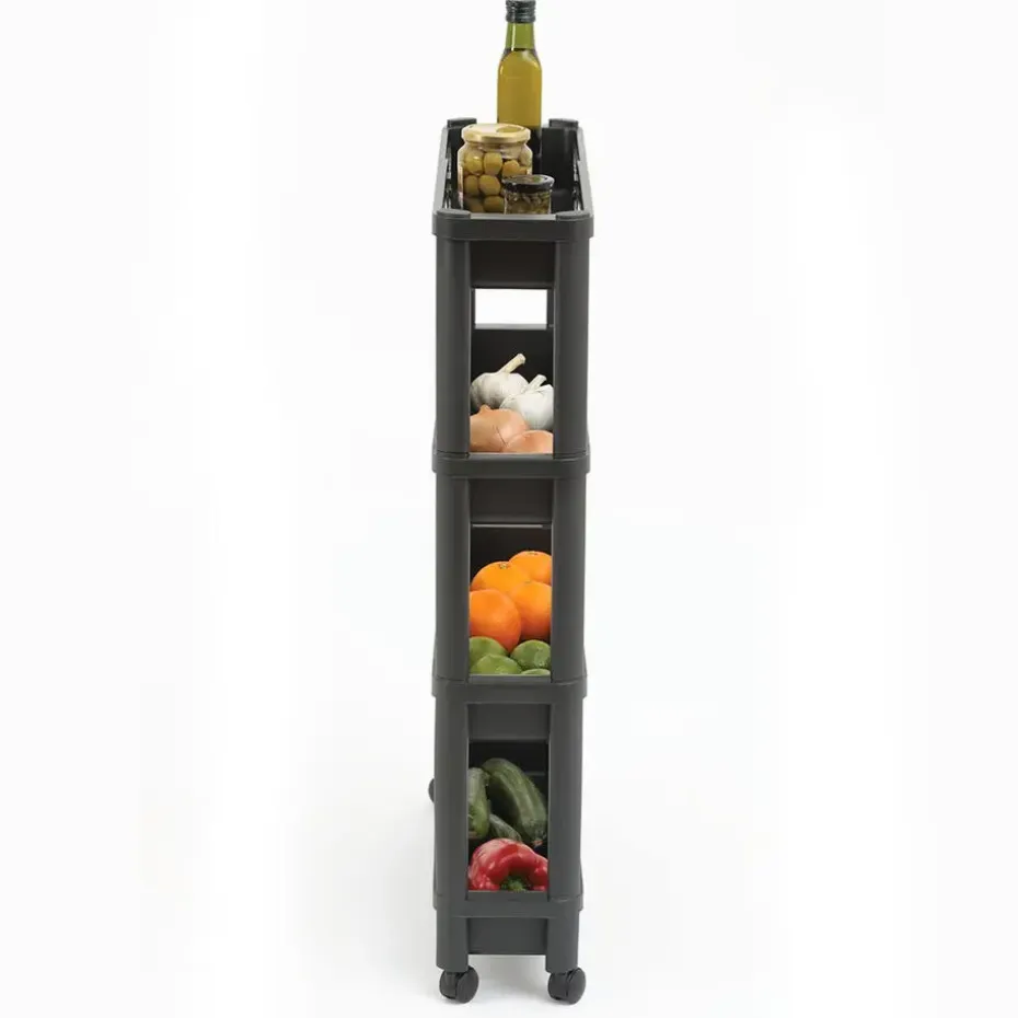 5Five Keuken/badkamer trolley 4 laags - 37 x 15 x 79 cm - zwart