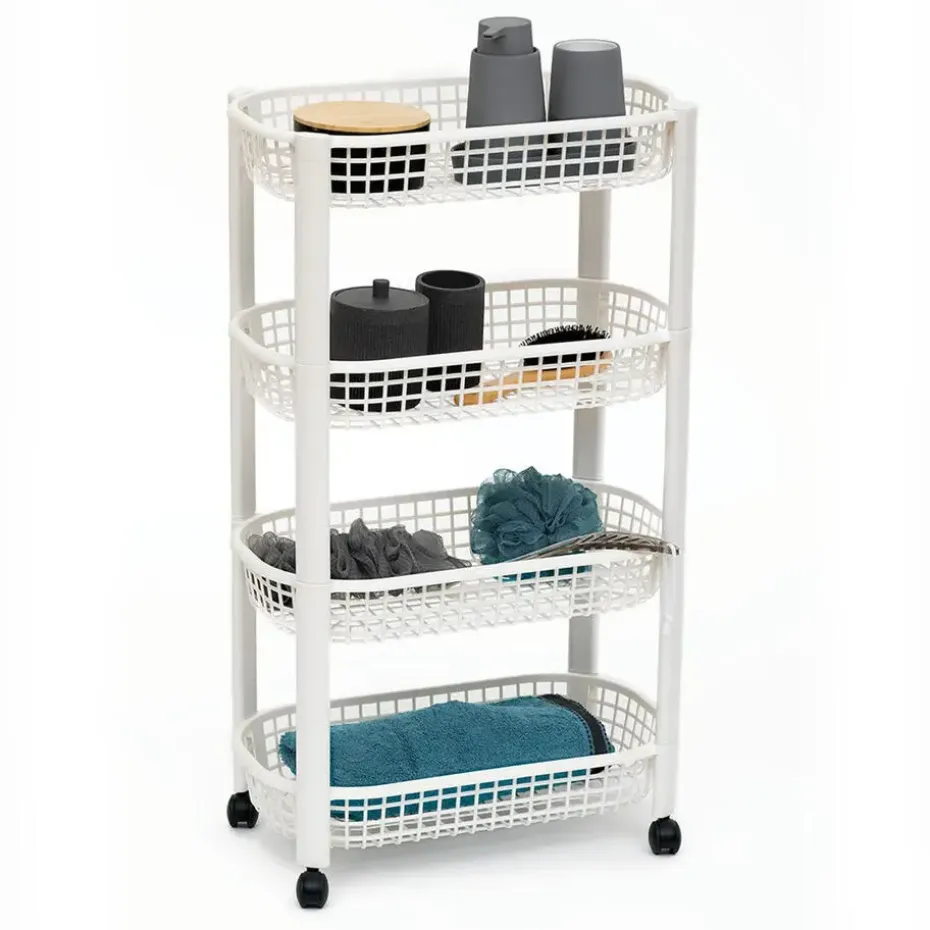 5Five Keuken/badkamer trolley 4 laags - 46 x 25 x 79 cm - wit