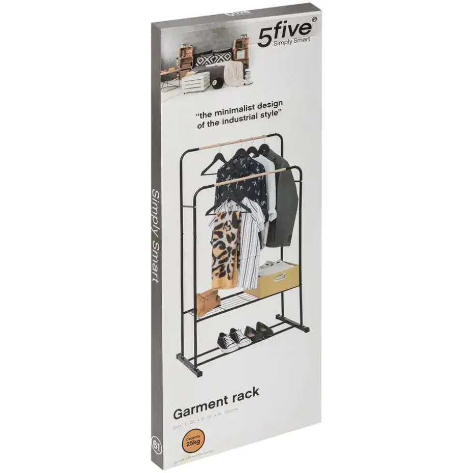5Five Kledingrek - dubbele stang - metaal - 82 x 50 x 153 cm