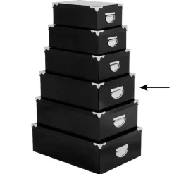 5Five Opbergdoos/box - zwart - L40 x B26.5 x H14 cm - Karton