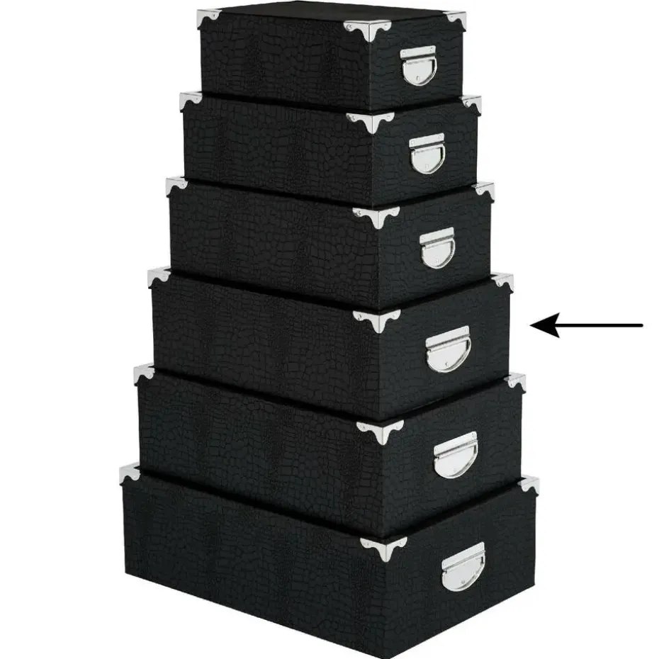 5Five Opbergdoos/box - zwart - L40 x B26.5 x H14 cm - karton