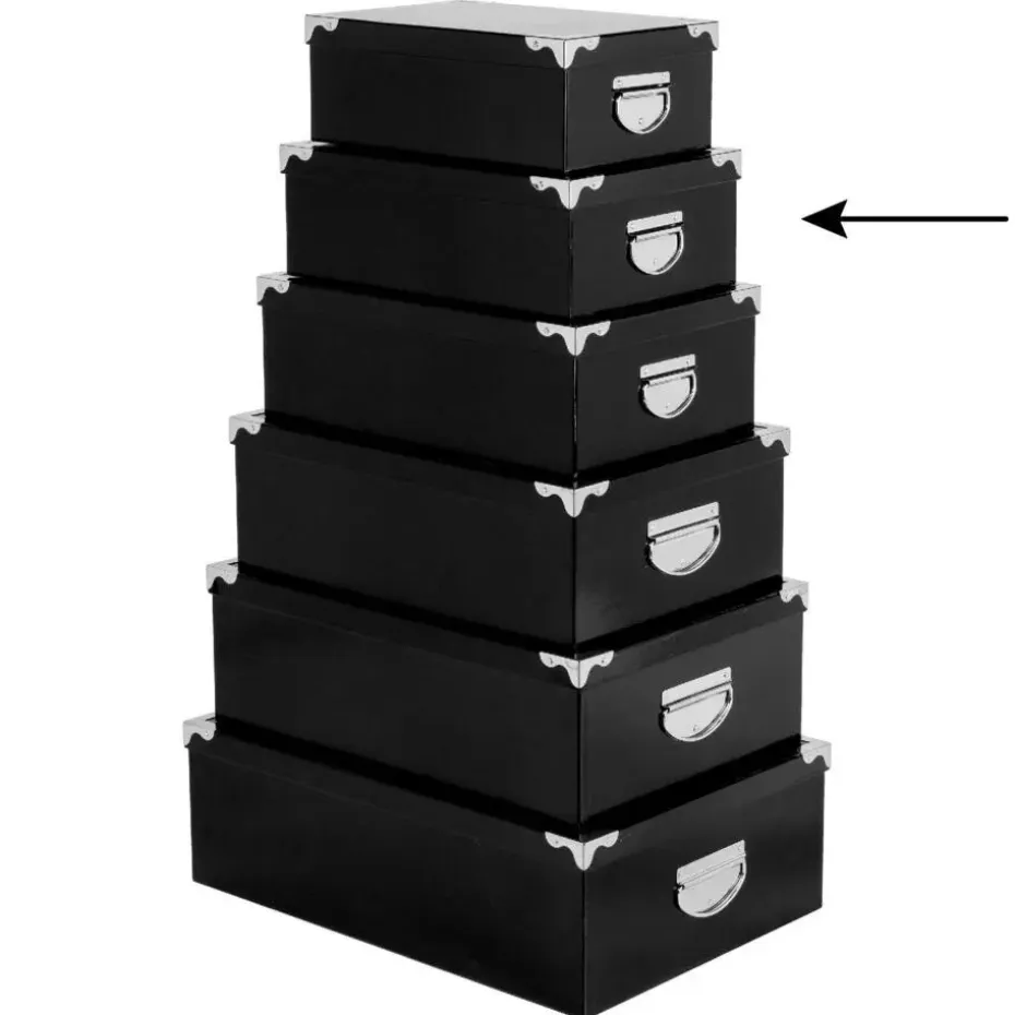 5Five Opbergdoos/box - zwart - L32 x B21.5 x H12 cm - Karton