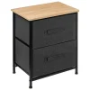 5Five Opbergkast - 2x mand - 42x30x51cm - hout/stof donkergrijs