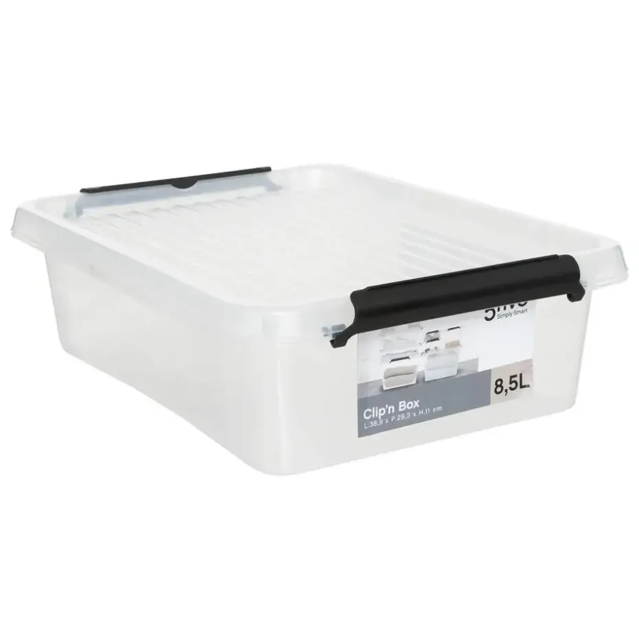 5Five Opbergkist met deksel - Clip Box - 8,5L - 39x29x12 cm
