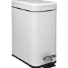 5Five Prullenbak/pedaalemmer wit - rvs metaal - 5L - 14x29x30 cm