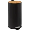 5Five Prullenbak/pedaalemmer Bamboe - zwart - 30L - 38 x 29 x 60 cm