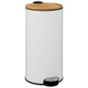 5Five Prullenbak/pedaalemmer Bamboe - wit - 30L - 38 x 29 x 60 cm