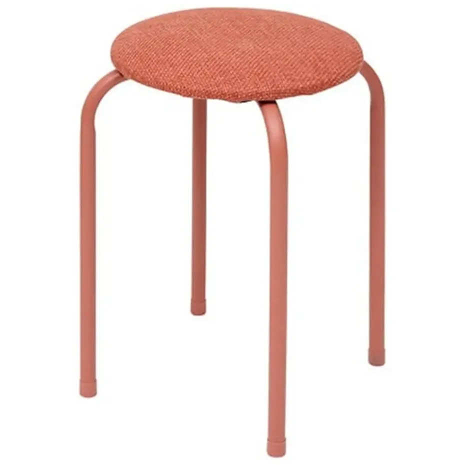 5Five Stapelbaar zit krukje - metaal/polyester - roze