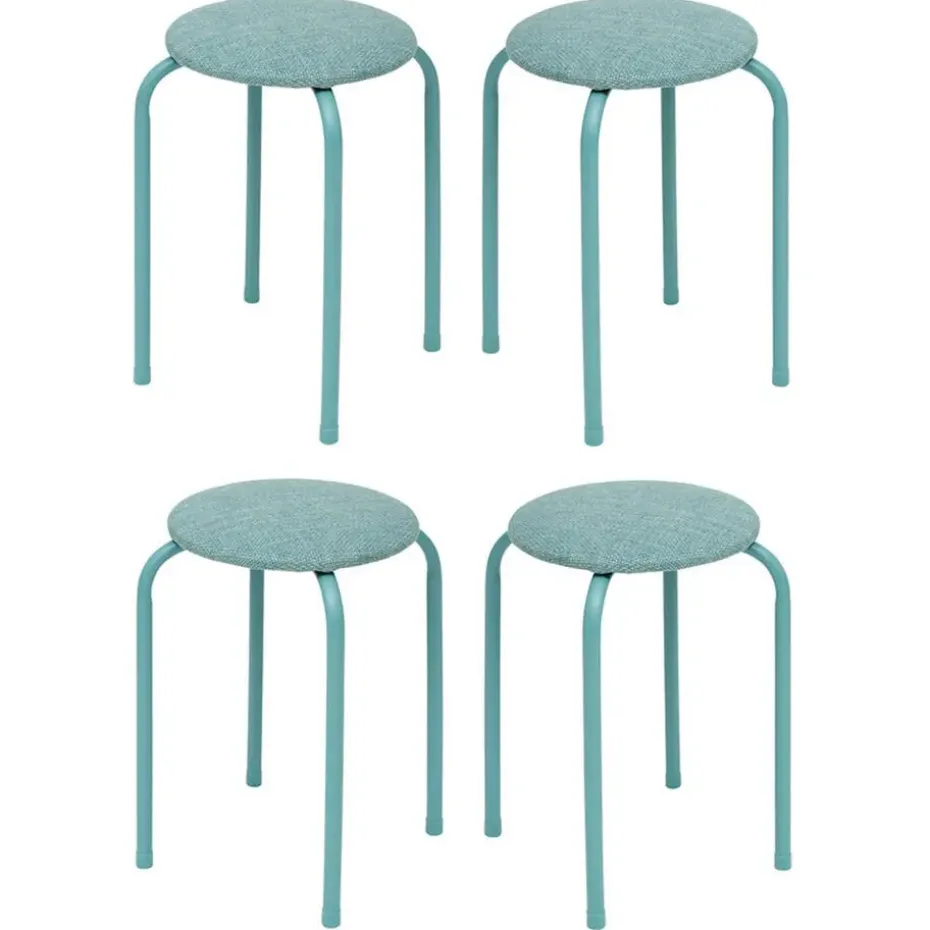5Five Stapelbaar zit krukje - metaal/polyester - blauw