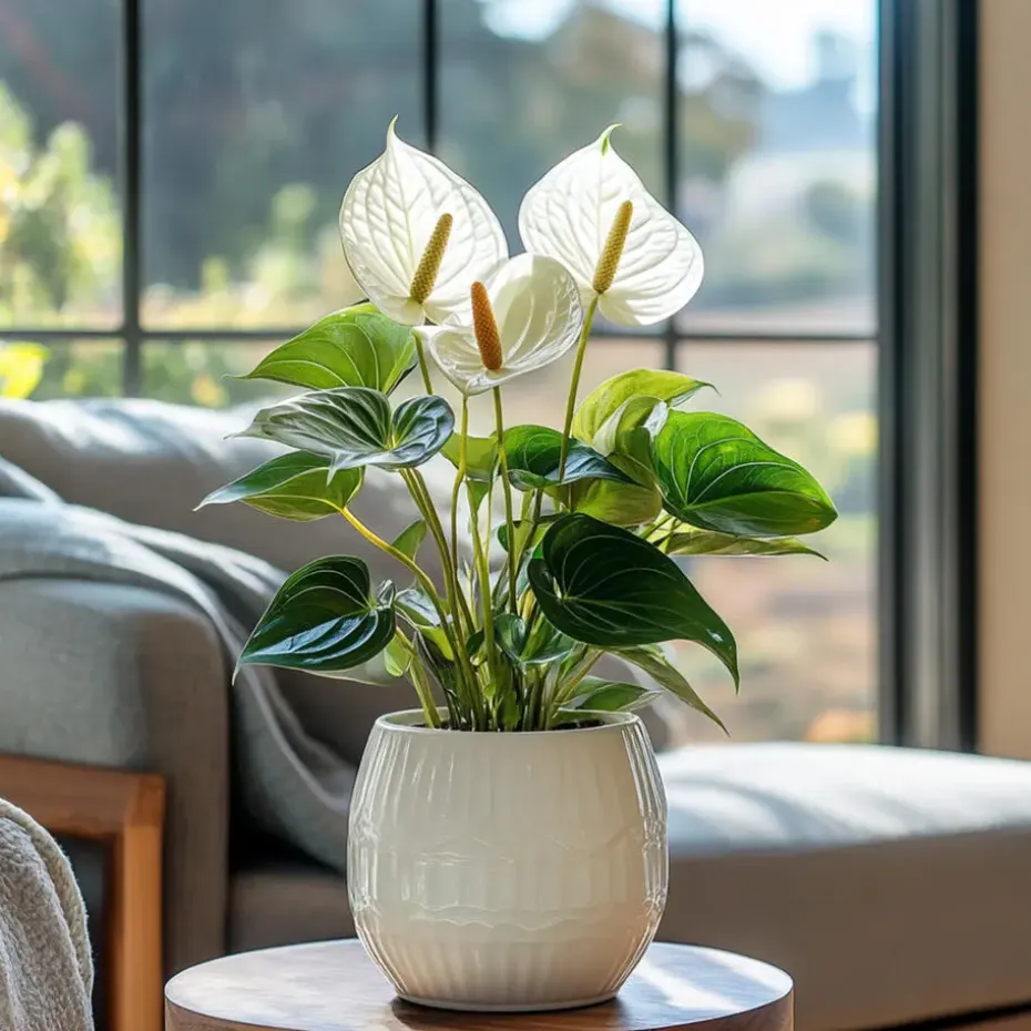 Flamingoplant - Anthurium 'Alpine White' - Hoogte 40-55cm - ø14cm