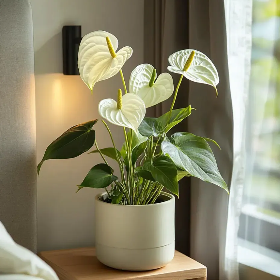 Flamingoplant - Anthurium 'Alpine White' - Hoogte 40-55cm - ø14cm