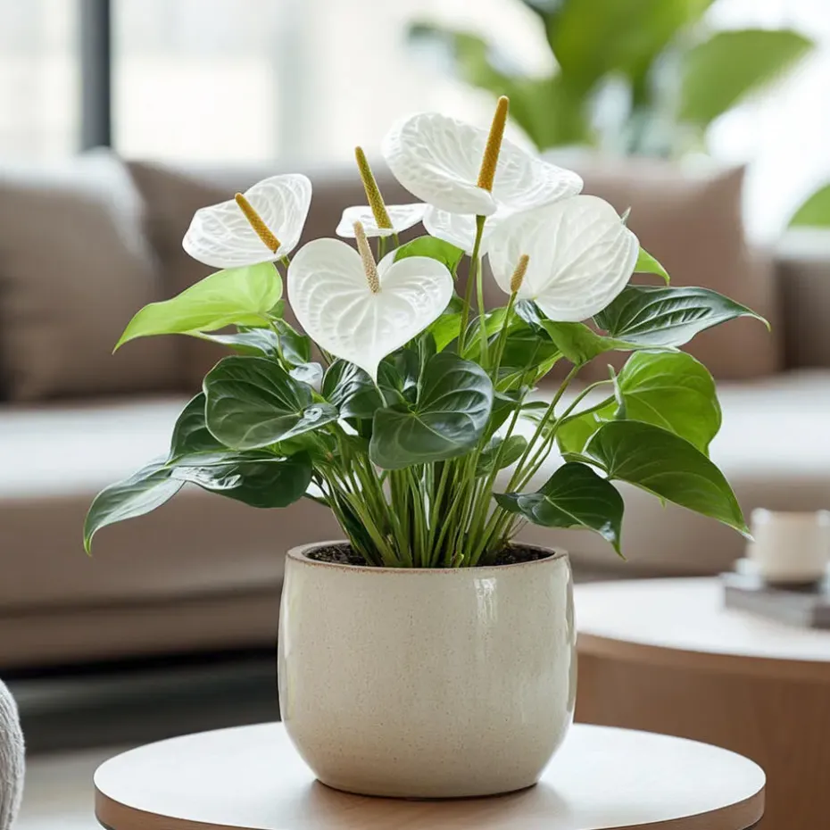 Flamingoplant - Anthurium 'Alpine White' - Hoogte 40-55cm - ø14cm