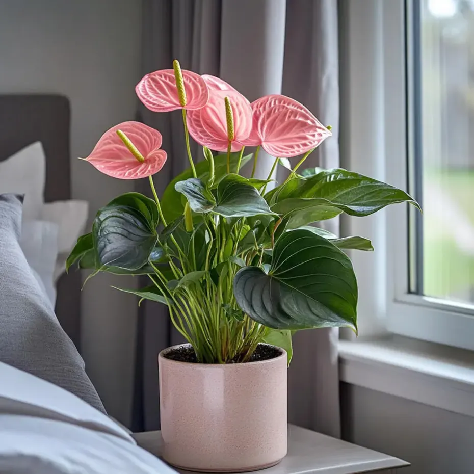 Flamingoplant - Anthurium 'Maine Pink' - Hoogte 55-70cm - ø17cm