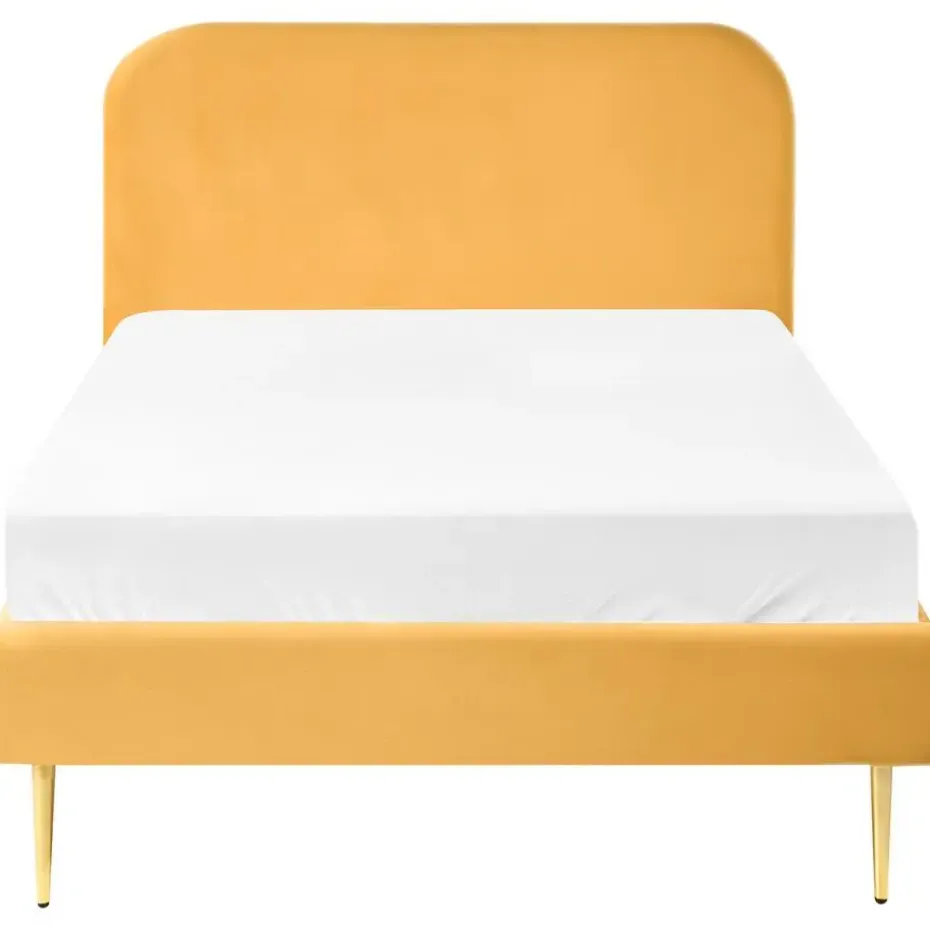 FLAYAT - Eenpersoonsbed - Geel - 120 x 200 cm - Fluweel