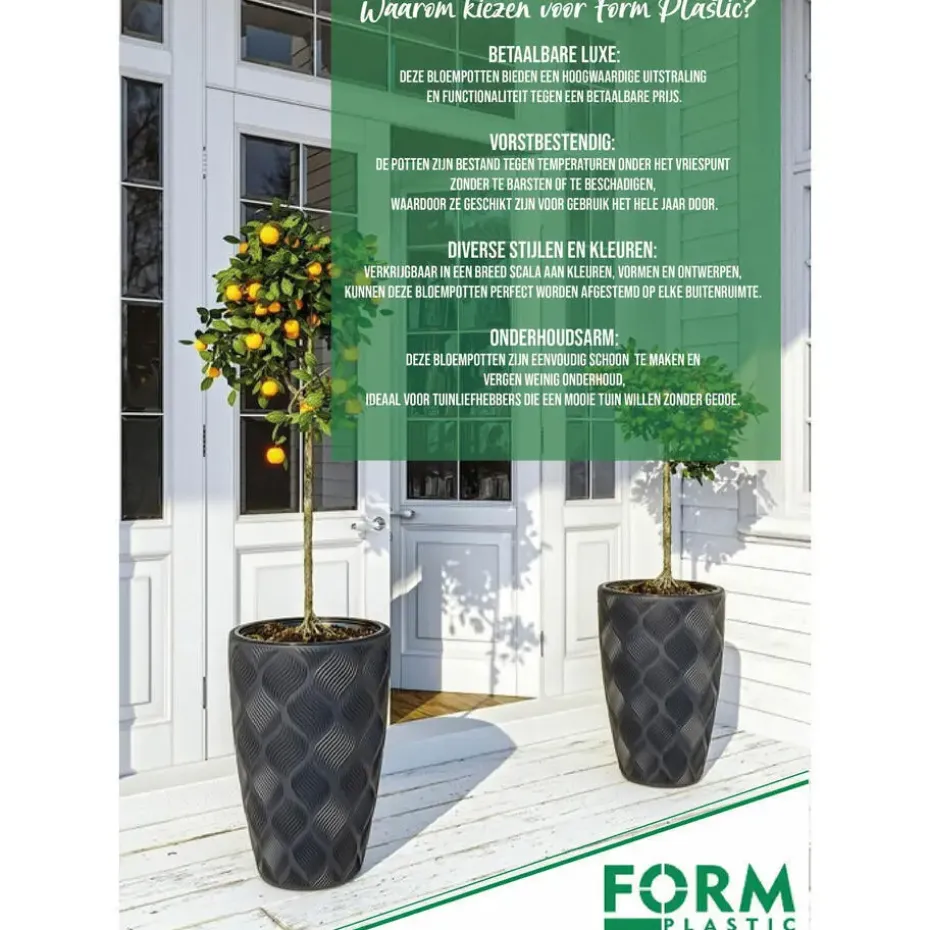 Form Plastic Plantenpot - kunststof - beige - D27 x H24 cm