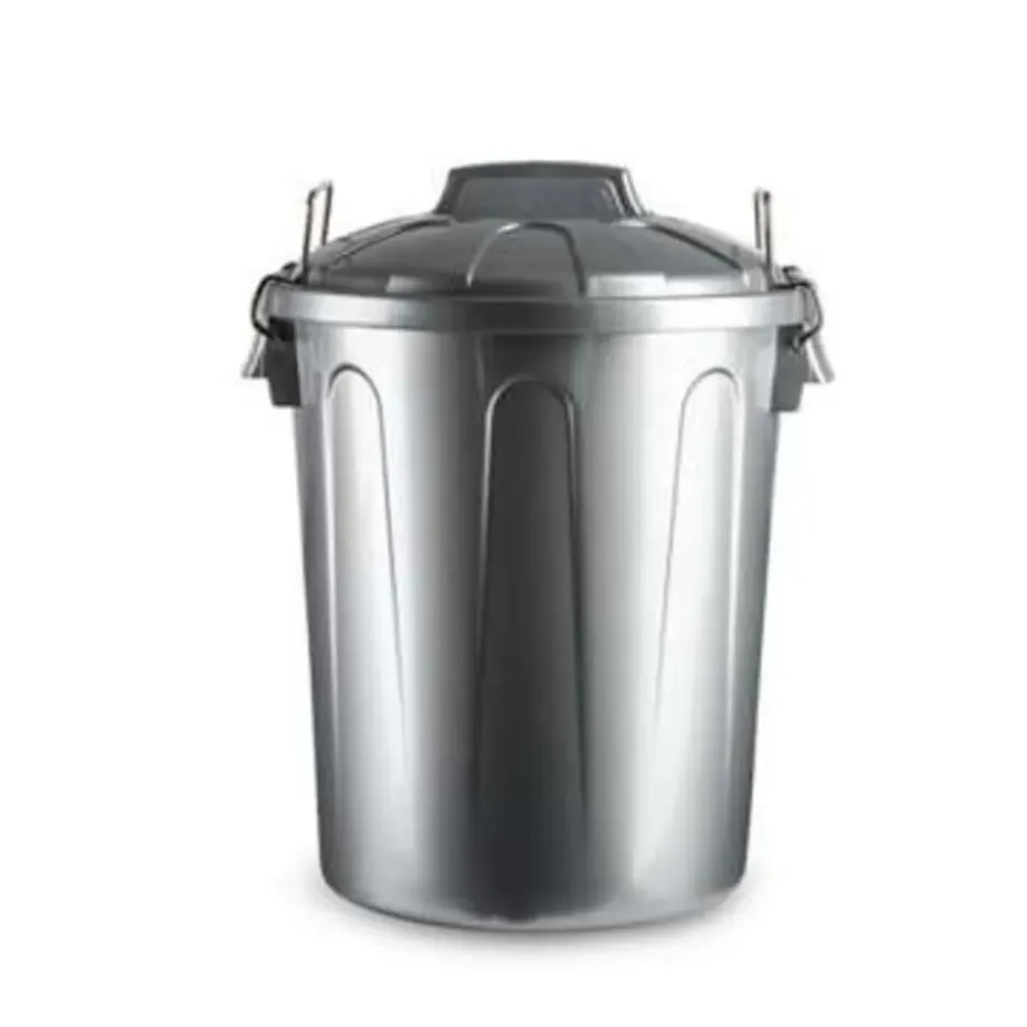 Forte Plastics Afvalbak - zilverkleurig - afvalemmer met deksel - 21l