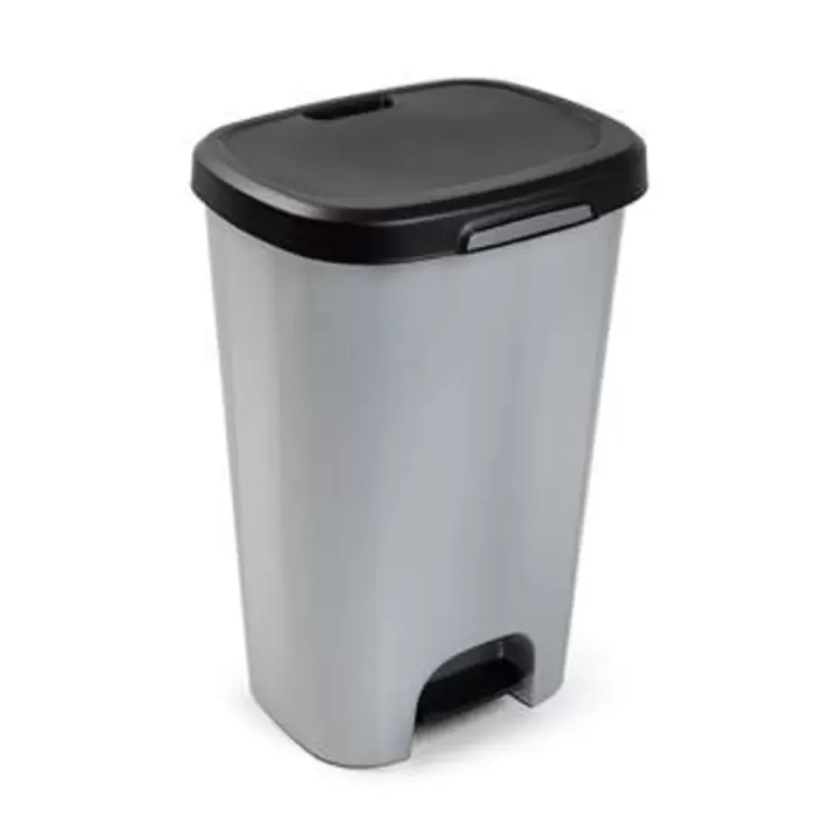 Forte Plastics Pedaalemmer - grijs - vuilnisbak met deksel - 50 l