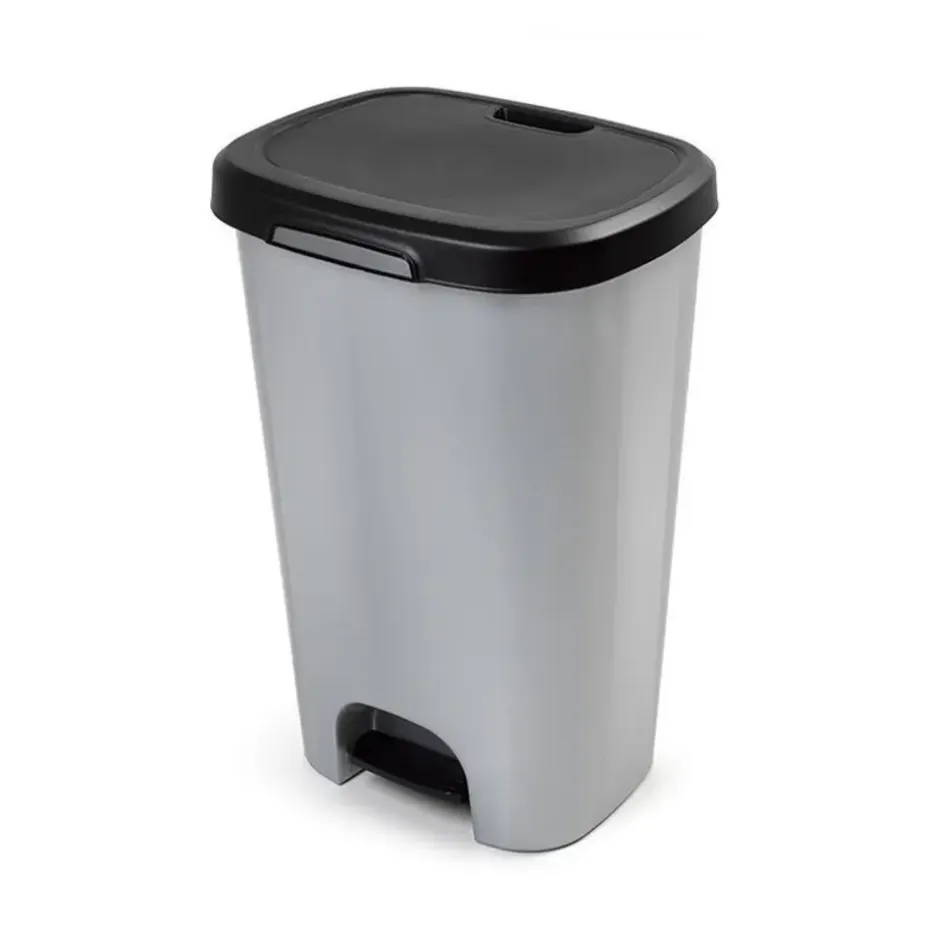Forte Plastics Pedaalemmer - grijs - vuilnisbak met deksel - 50 l