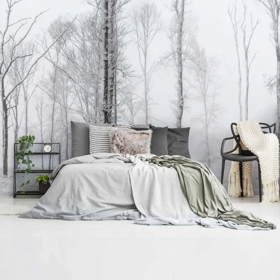 Fotobehang Winters bos - 260 x 384cm - Wit