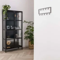 Fraaai - Kapstok industrieel 9 haken - 50 cm zwart