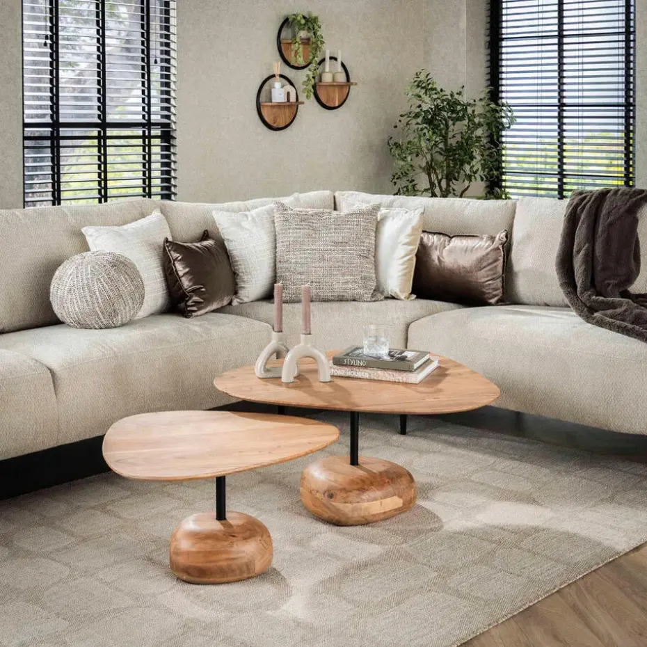 Fraaai - Nicholas salontafel set van 2 driehoekig - massief acacia