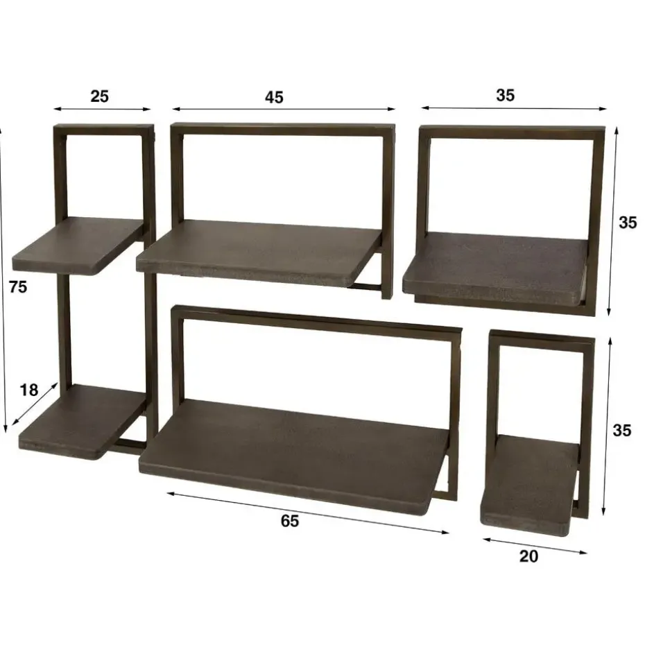 Fraaai - Nowi wandschap set van 5 - brons antiek