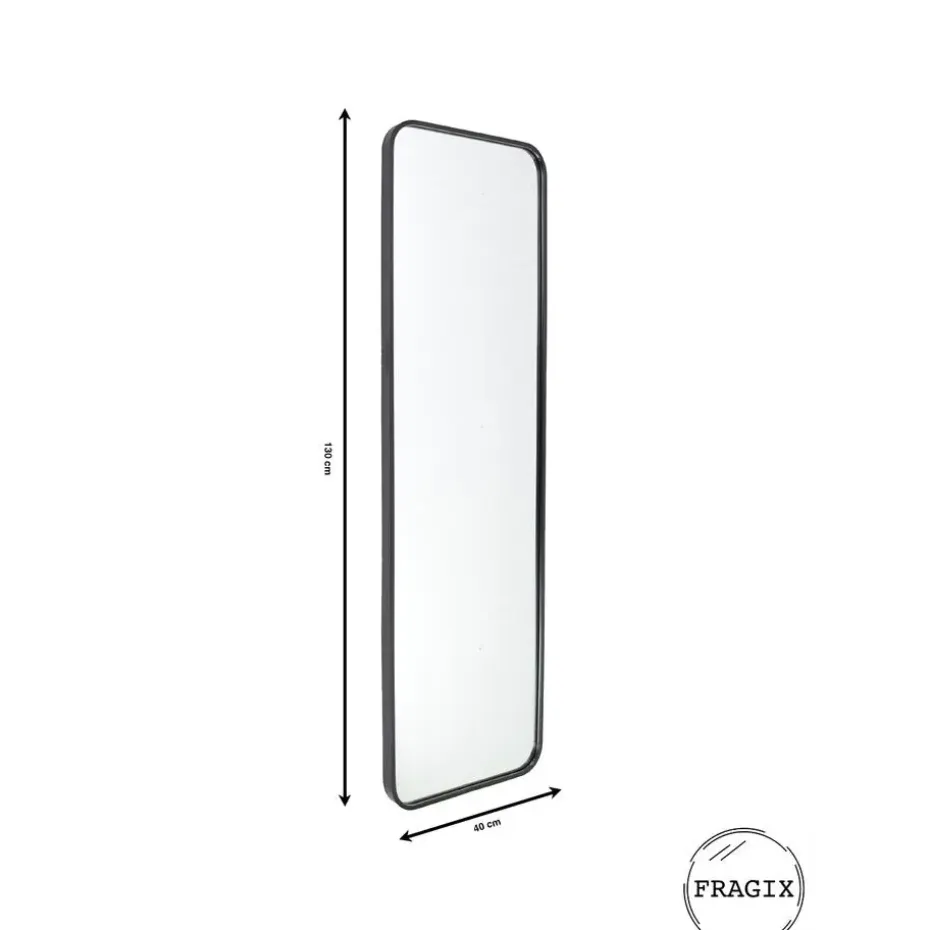 Fragix Boston passpiegel rechthoekig - Zwart - Metaal - 130x40cm - Industrieel