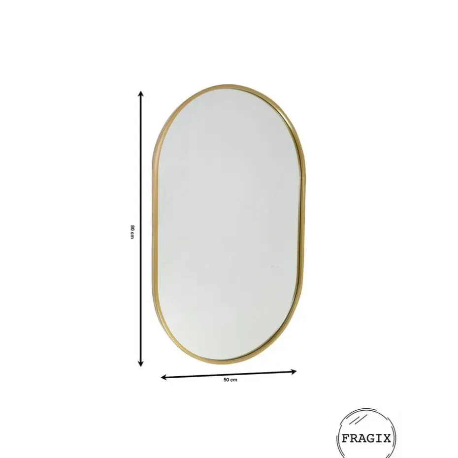 Fragix Boston Spiegel Ovaal - Goud - Metaal - 80x50