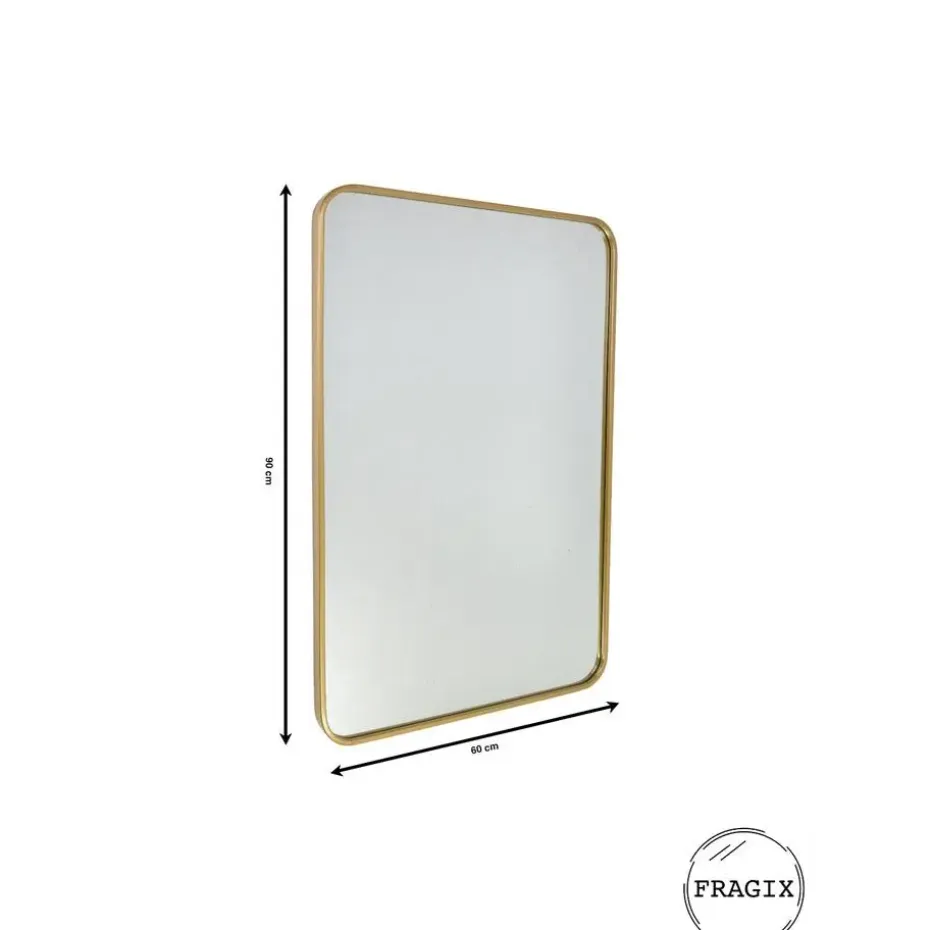 Fragix Boston Spiegel Rechthoekig - Goud - Metaal - 90x60