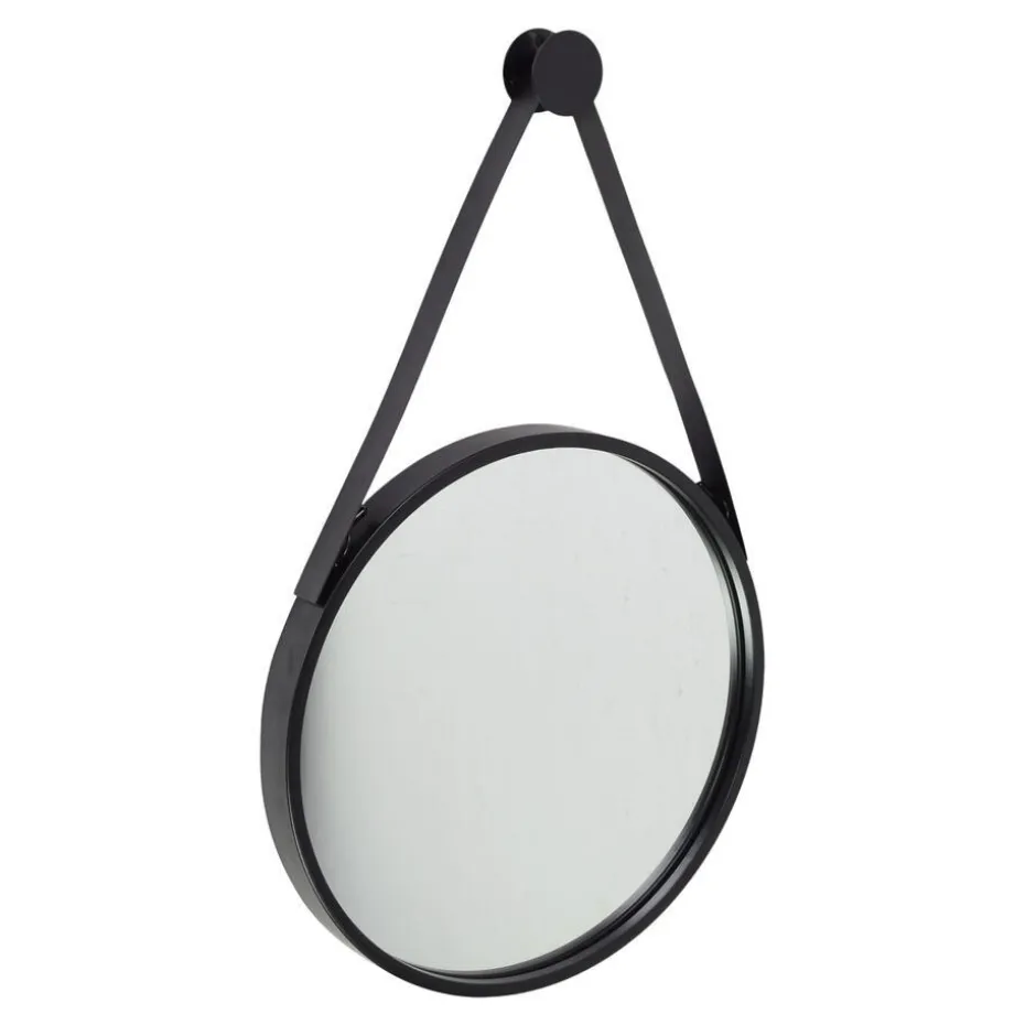 Fragix Triangle wandspiegel rond - Zwart - Metaal - Ø35cm - Industrieel