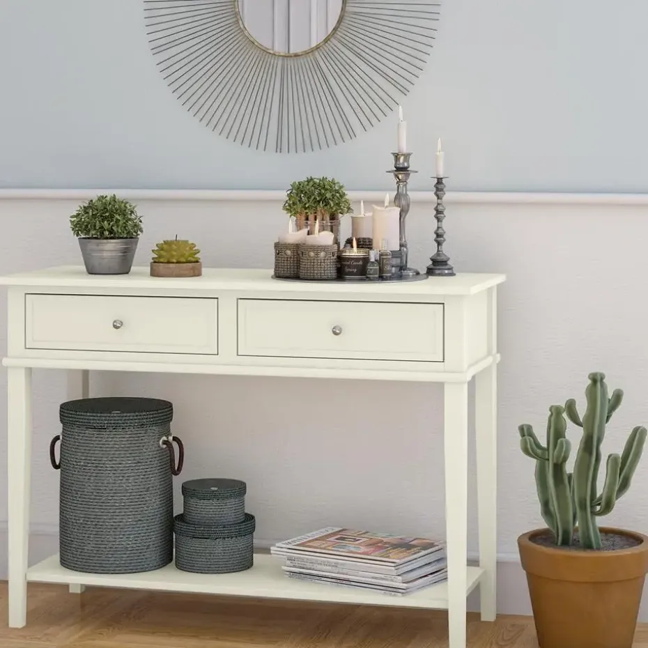 Franklin - Consoletafel met 2 laden in wit MDF
