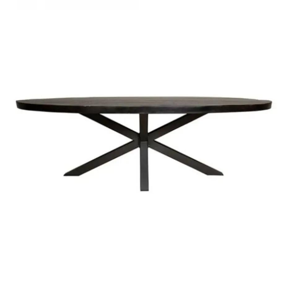 Furndea Eettafel Morada industrieel ovaal mangohout zwart 240x110x76cm