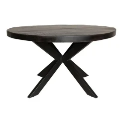 Furndea Morada eettafel industrieel rond mango hout zwart 76xØ140 cm