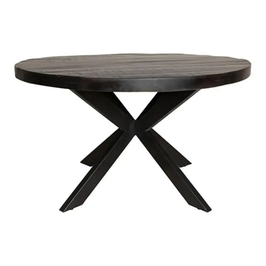 Furndea Morada eettafel industrieel rond mango hout zwart 76xØ140 cm