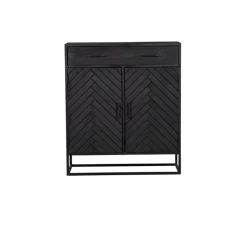 Furndea Wandkast Scandi visgraat zwart - 40x100x115 cm