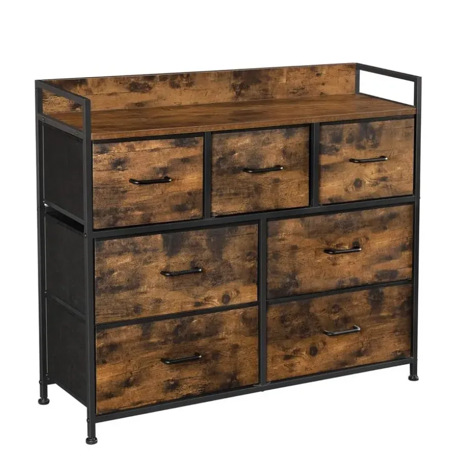 Furnihaus Commode kast 7 stoffen laden met handgrepen metalen frame industrieel