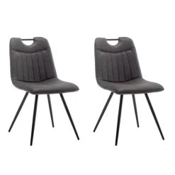 Furnihaus Eetkamerstoel Leon Microvezel Antraciet Set van 2