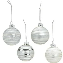 G. Wurm Kerstballen - 12x - zilver - gedecoreerd - glas - 6 cm