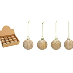 G. Wurm luxe kerstballen -12x - champagne - glas - 6 cm
