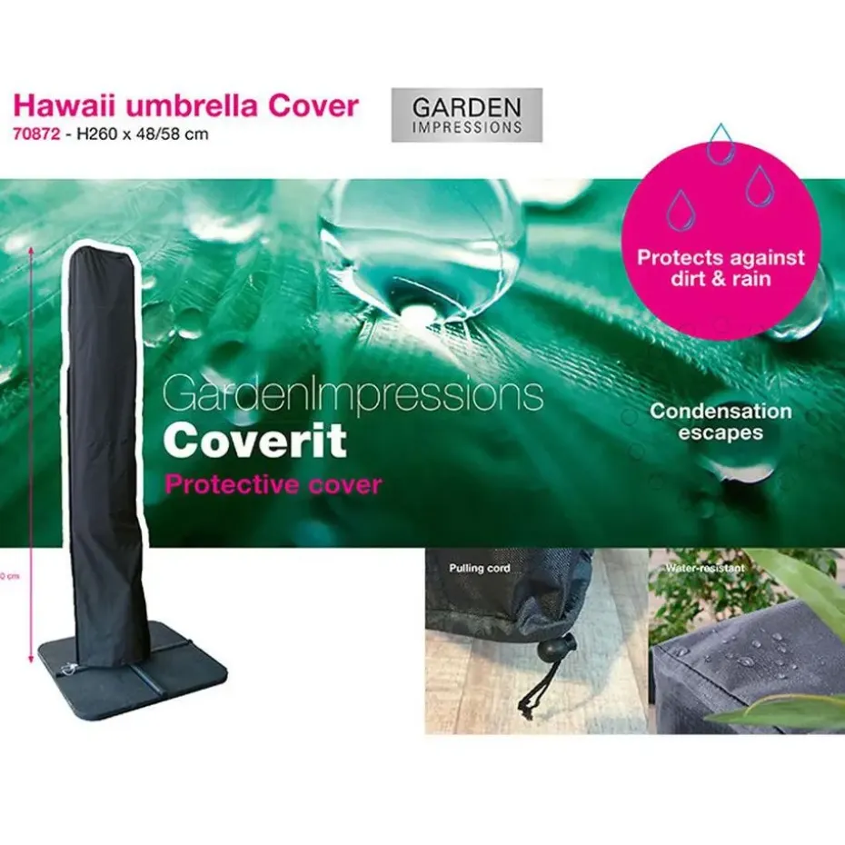 Garden Impressions Hawaii zweefparasol 3.5m zwart met voet en hoes