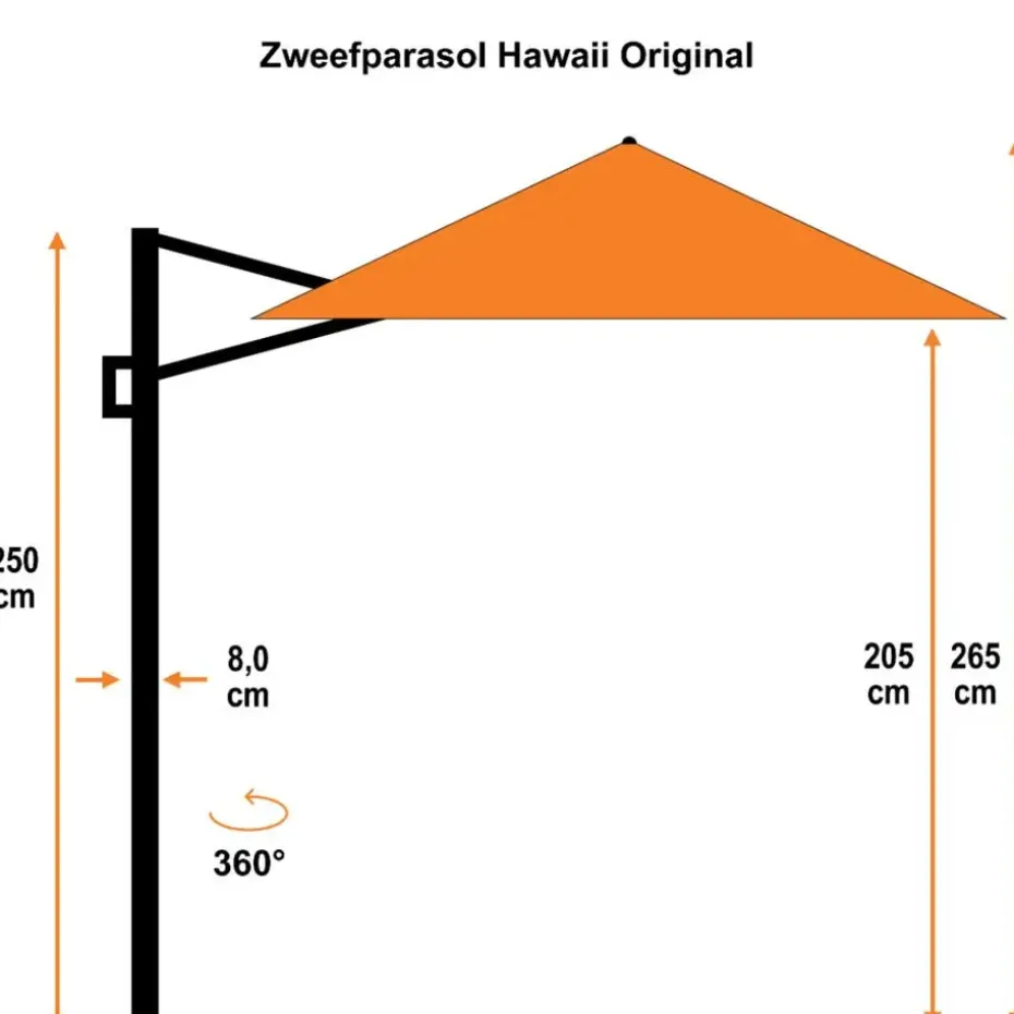 Garden Impressions Hawaii zweefparasol 3x3m taupe met voet en hoes