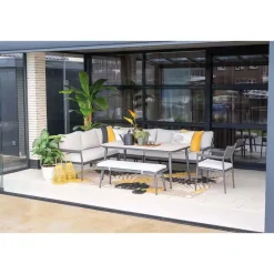 Garden Impressions Tineo lounge dining set 7-delig - donker grijs