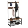 Garderoberek XL - industriële look - 12 haken - 100x186x40 cm - vintage bruin