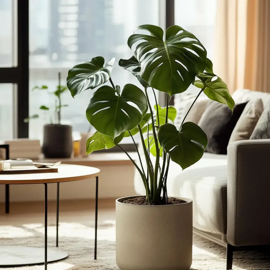 Gatenplant met plantenvoeding - Monstera deliciosa - Hoogte 70-80cm - ⌀21cm