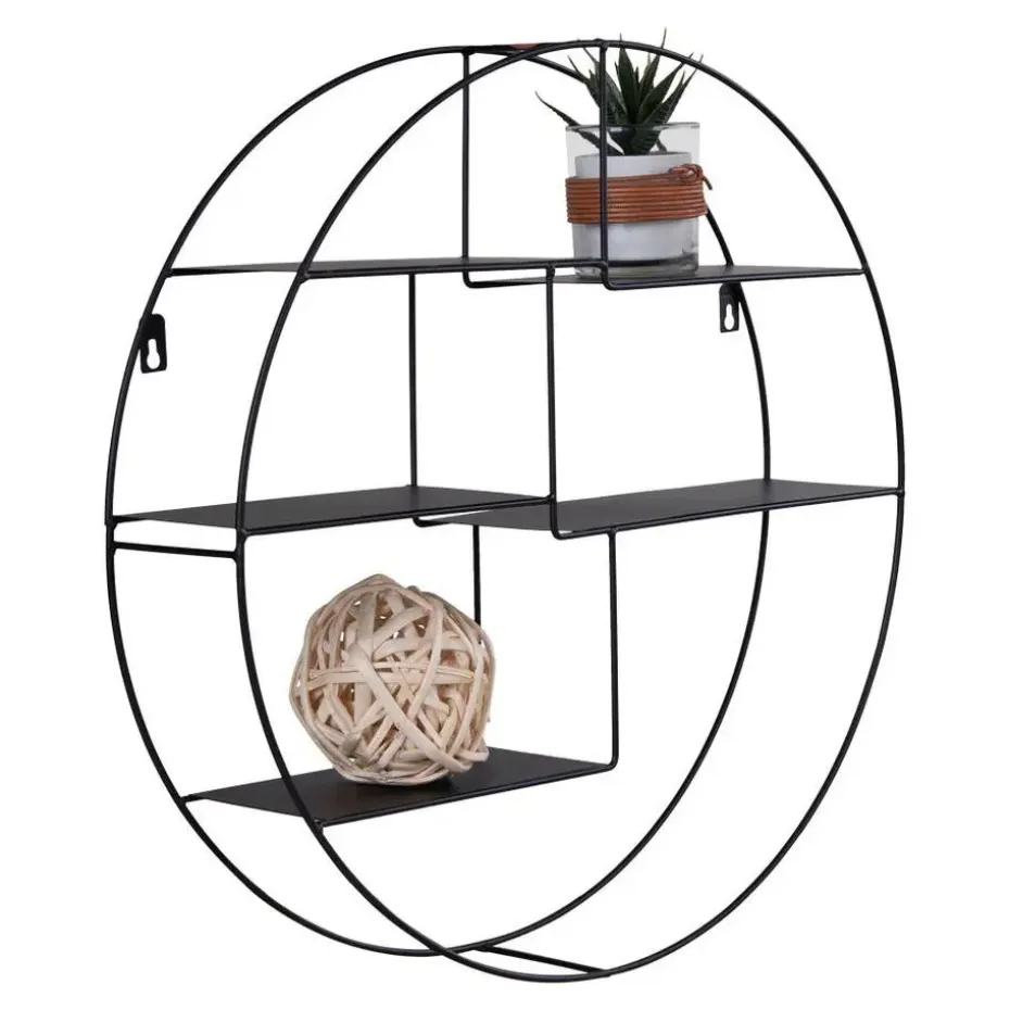 Genk Zwart Wandplank - Staal Ø47x10 cm