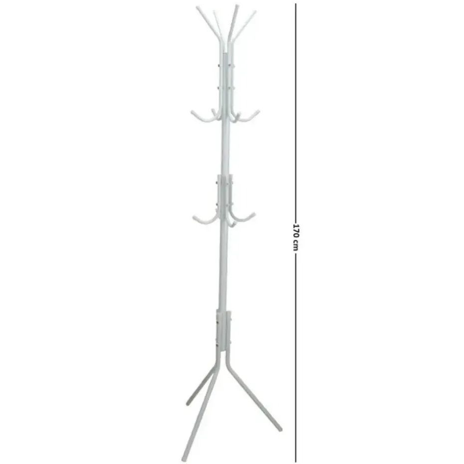 Gerimport Kapstok - wit - metaal - staand - 12 haken - 170 cm